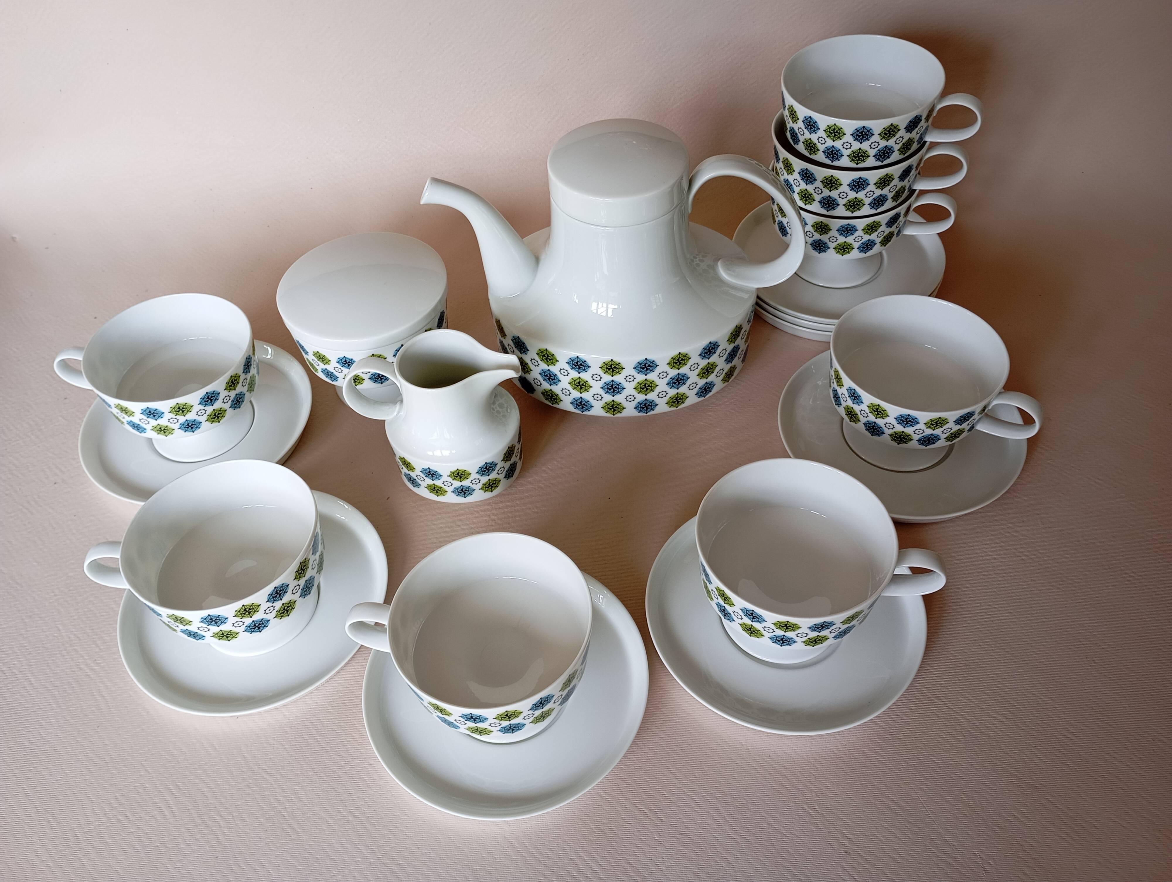 Service 8 cups "Rosette Taïga" Tapio Wirkkala & Ute Schröder for Rosenthal, ca 1970