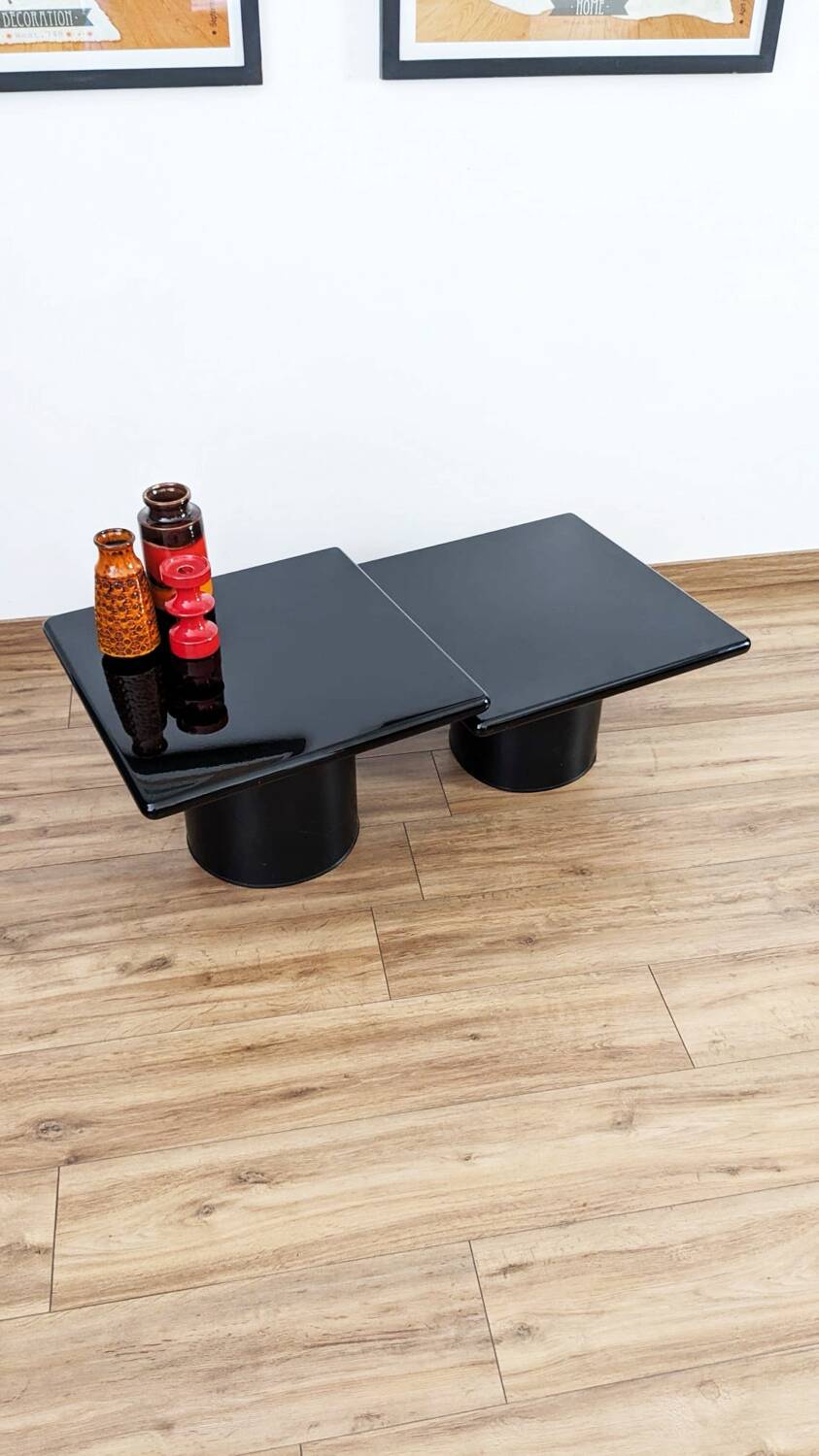 Lot de 2 tables basses gigognes Cidue, années 70