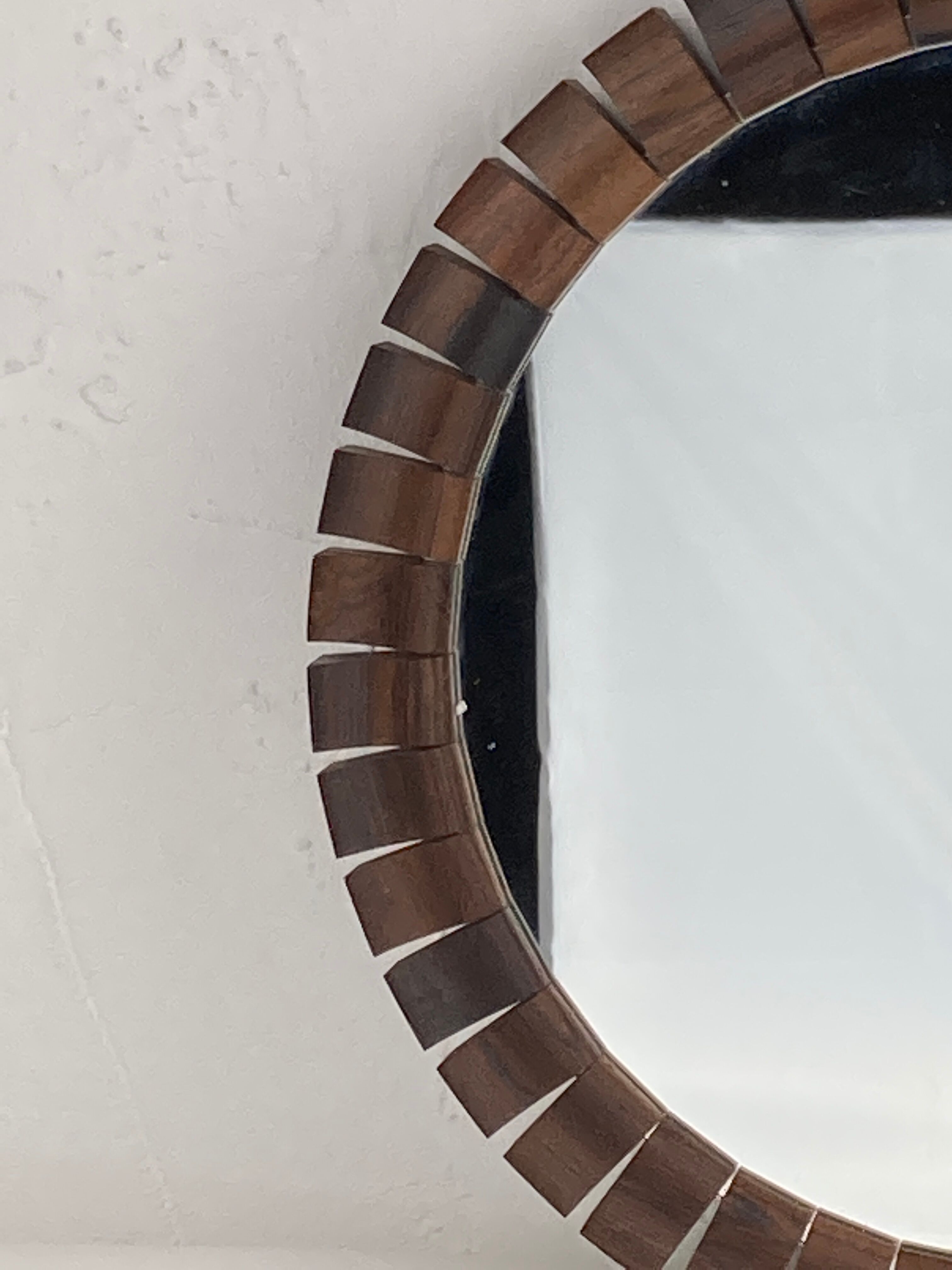 Teak rosewood Danish midcentury cube mirror, 1960s, 33 cm