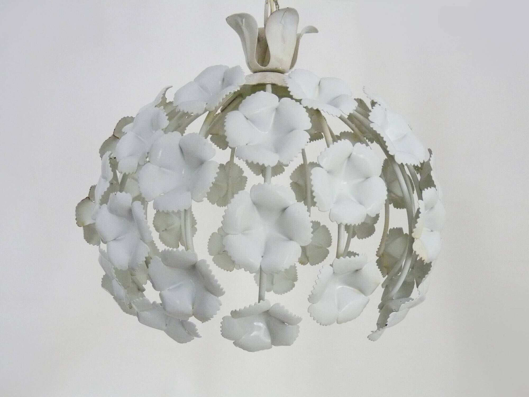 White metal floral pendant light. 1970s