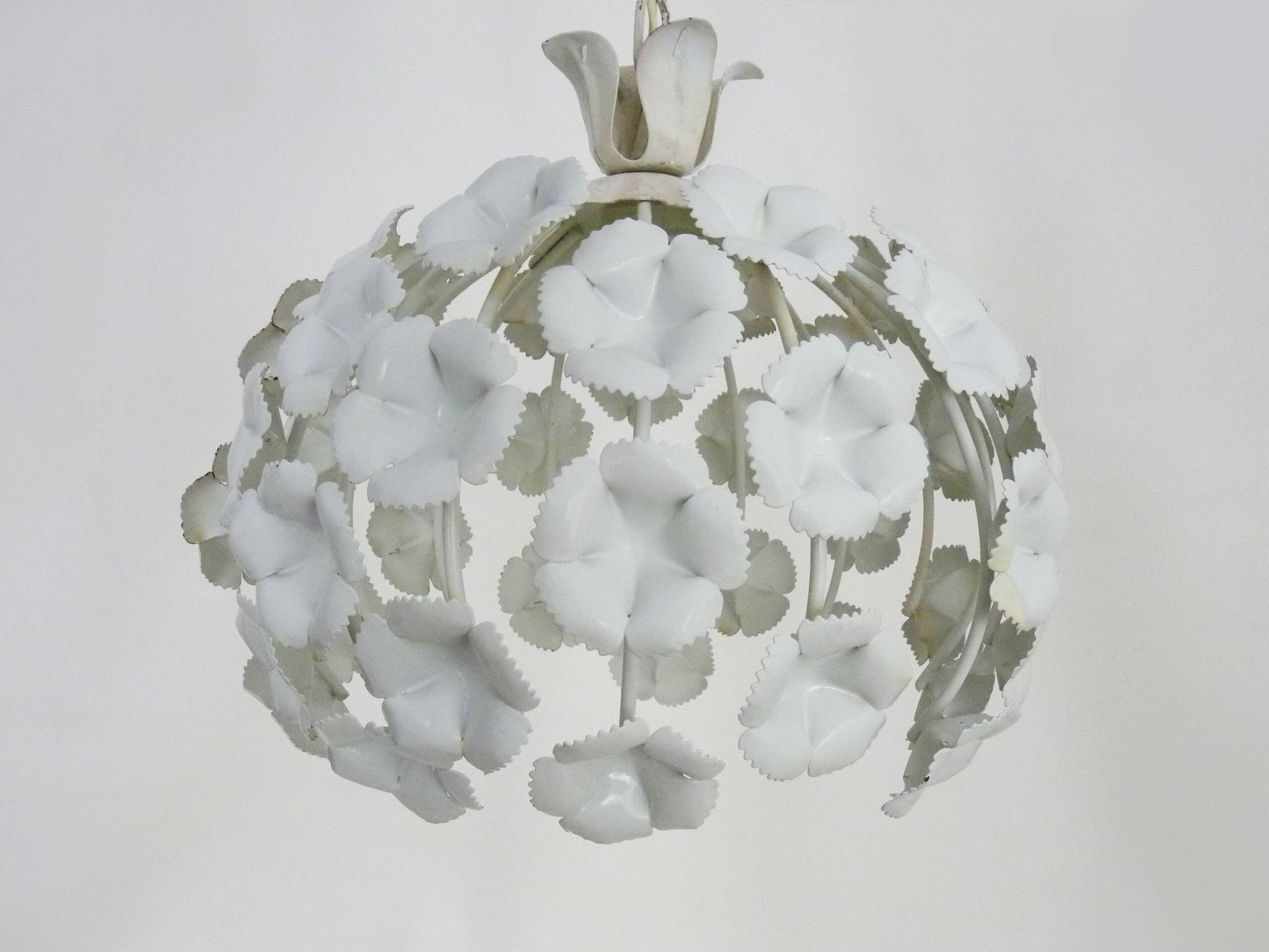 White metal floral pendant light. 1970s