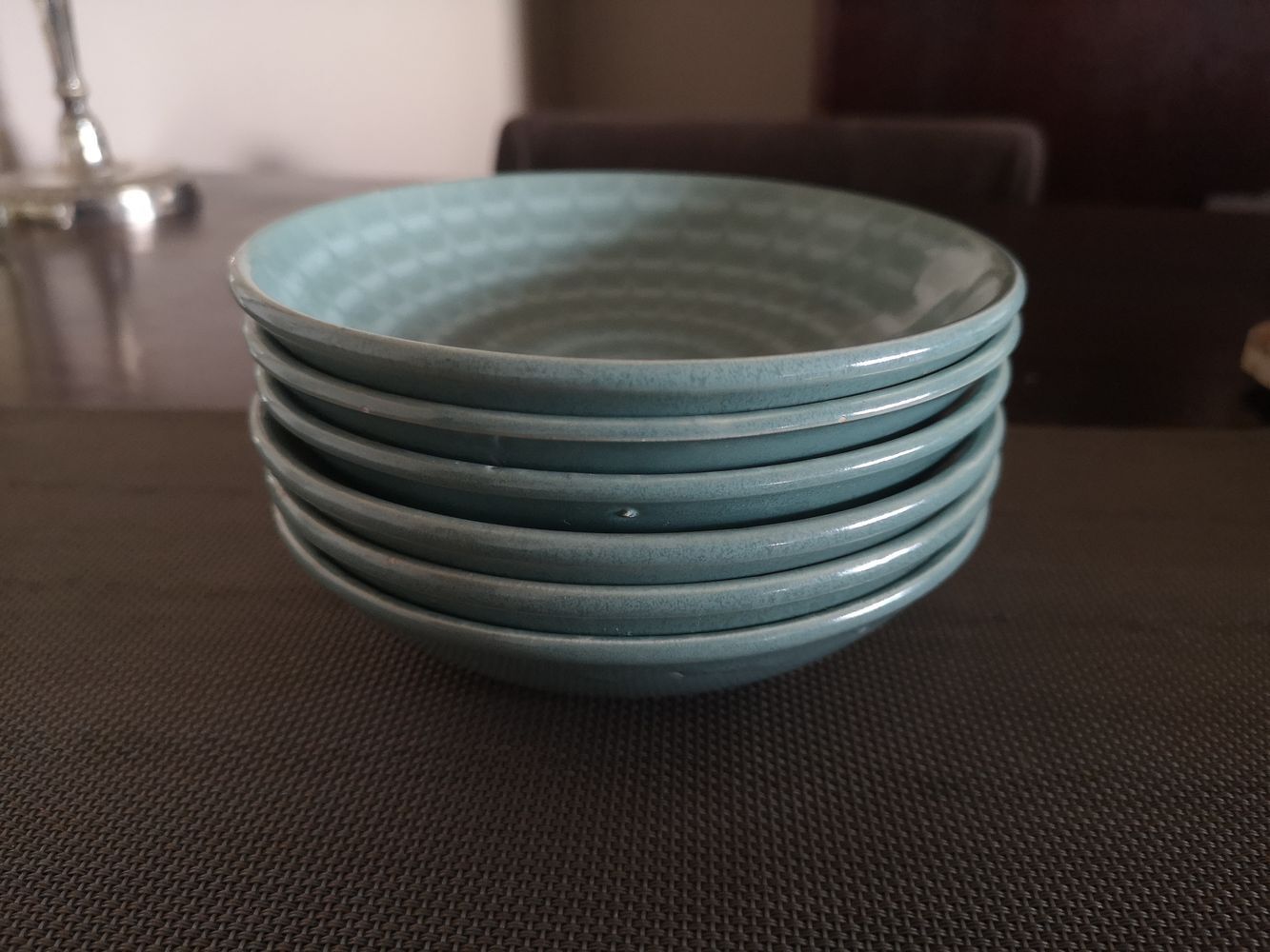 Set of 6 faience cups from Longchamps 1970s