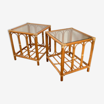 Set of 2 rattan coffee tables