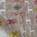 Traditional handmade kilim gray gazelle pattern rug