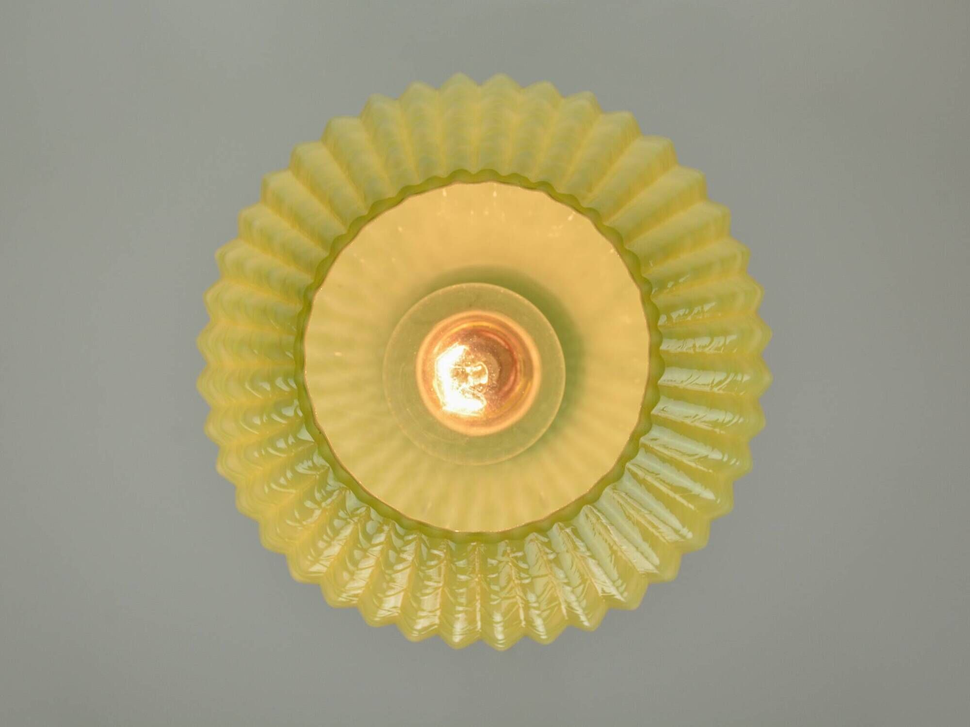 Old Rewired Green Textured Glass Pendant