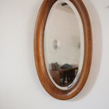 Miroir ovale en bois d'artisan 28x49cm