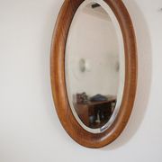 Miroir ovale en bois d'artisan 28x49cm