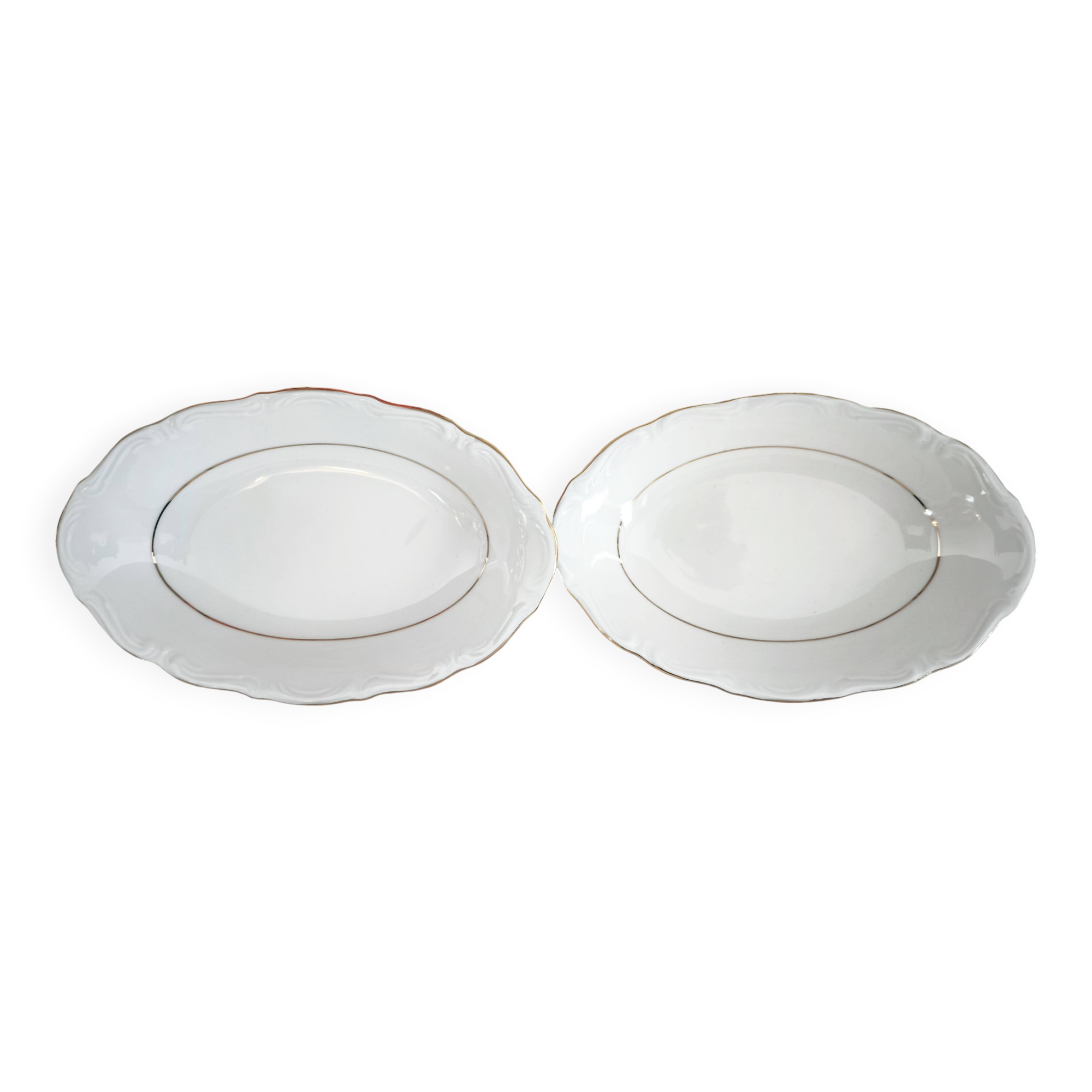 2 porcelain dishes Manufacture double gold line hand-painted