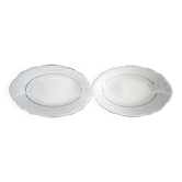 2 porcelain dishes Manufacture double gold line hand-painted