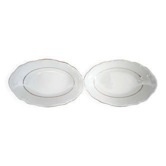 2 porcelain dishes Manufacture double gold line hand-painted