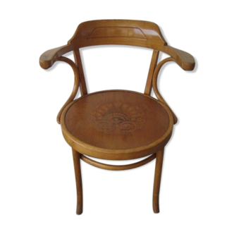 Chaise en hêtre avec accoudoirs et imprimer sur siège Luterma