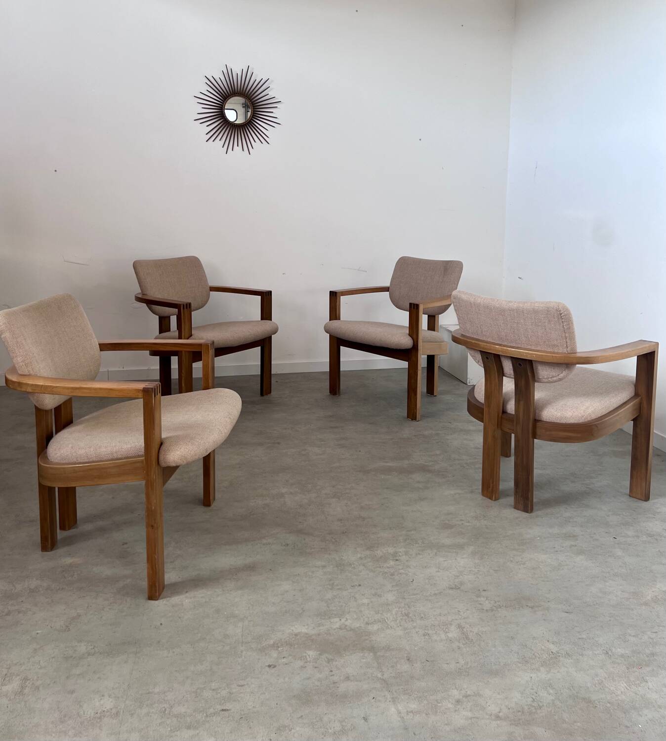 4 old armchairs Italian design chairs 70s vintage curved wood