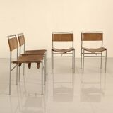 Set of 4 cognac leather chairs DLG Martin Visser 60's