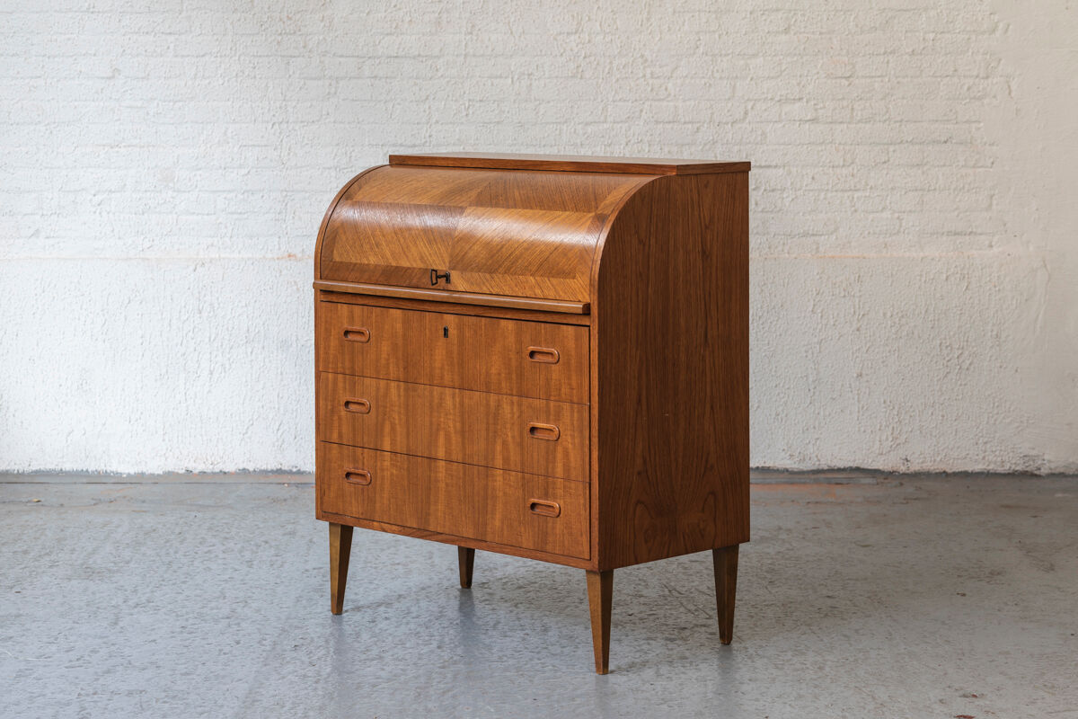 Rolltop secretary in mahogany by Egon Ostergaard, Sweden 1960’s