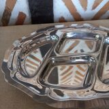 Stainless steel oval dish with compartments