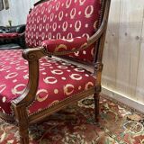 Banquette de style Louis XVI tissu bordeaux