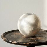 Small round vase in natural capiz mother-of-pearl contemporary.