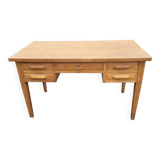 Flat oak desk with drawers, 130×70cms