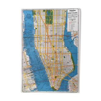 Map of vintage NEW YORK (year 60). Reissue on finely lined paper