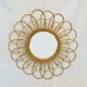 Round mirror flower sun in rattan wicker wood vintage 1960 1970 55 cm folk