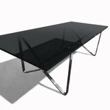 Smoked glass and chrome table design – Italian style from the 1970s.