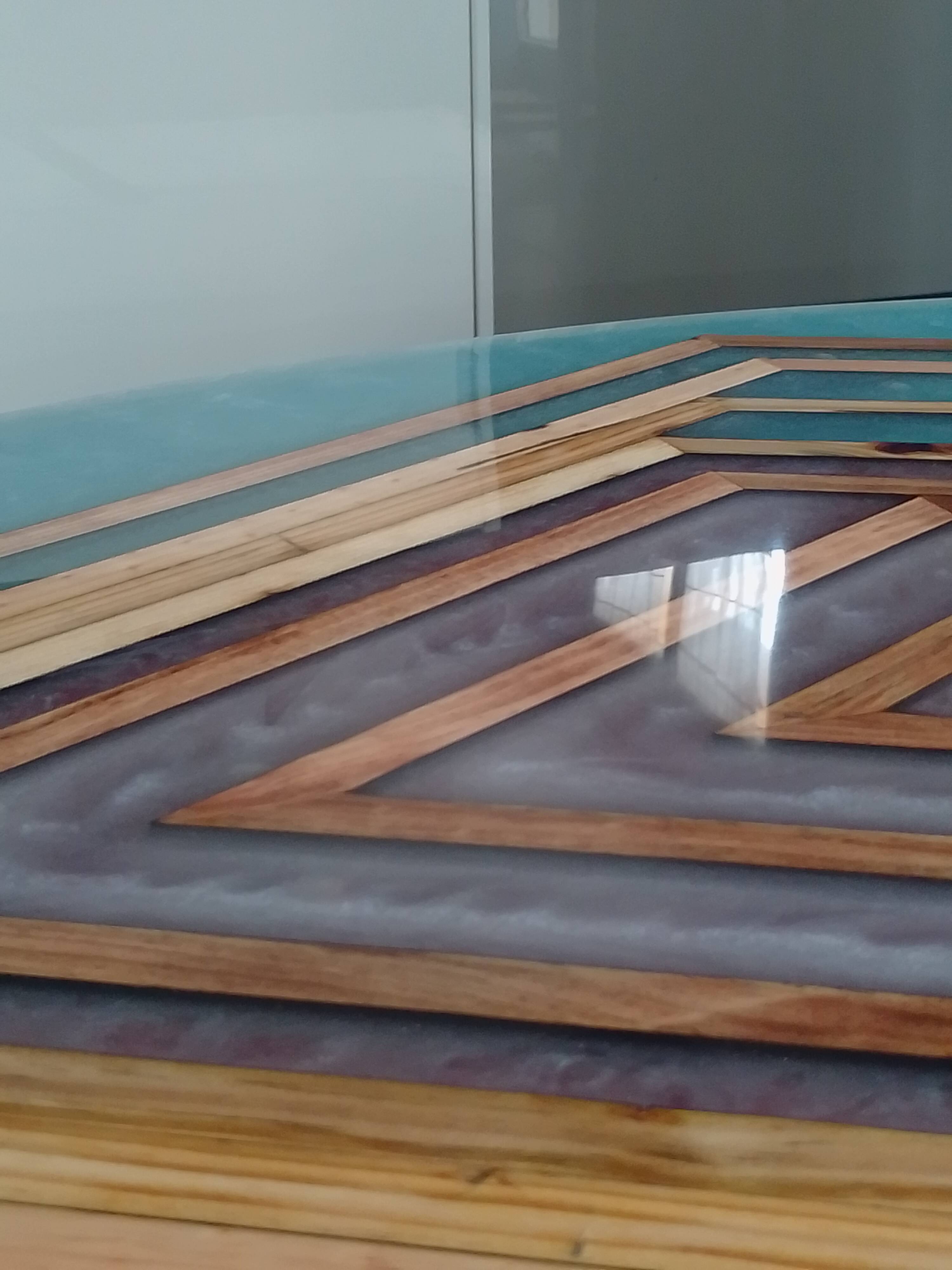 Handcrafted epoxy resin wood coffee table by RKA Design.