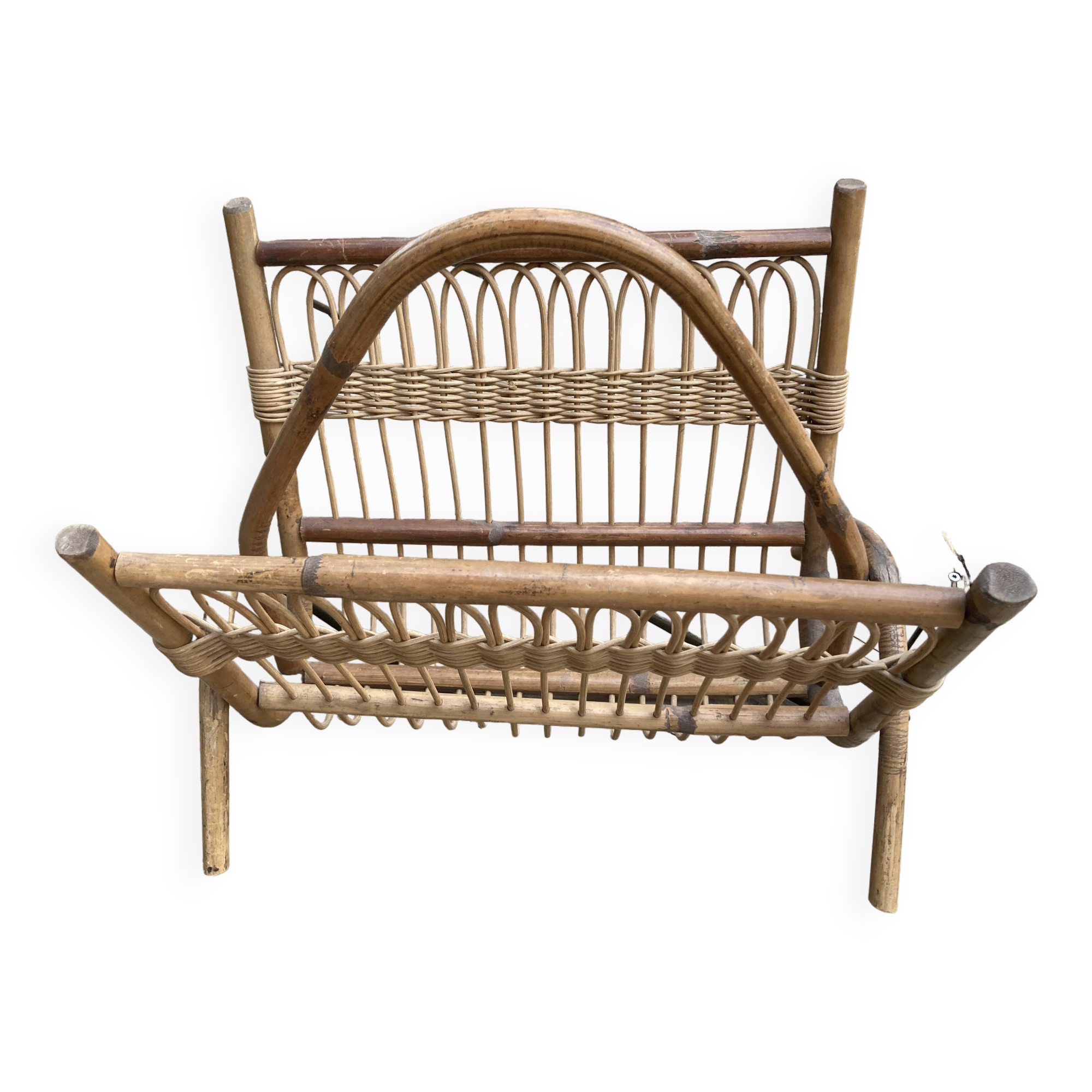 Porte-revues rotin vintage