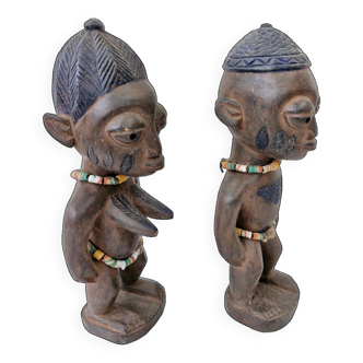 Old man/woman couple of twins era Ibeji style Oyo Yoruba African art