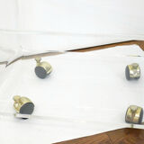 Transparent thermoformed plexi coffee table, on wheels