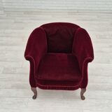 1960s, Danish lounge chair, furniture velour, beech wood legs, original condition.