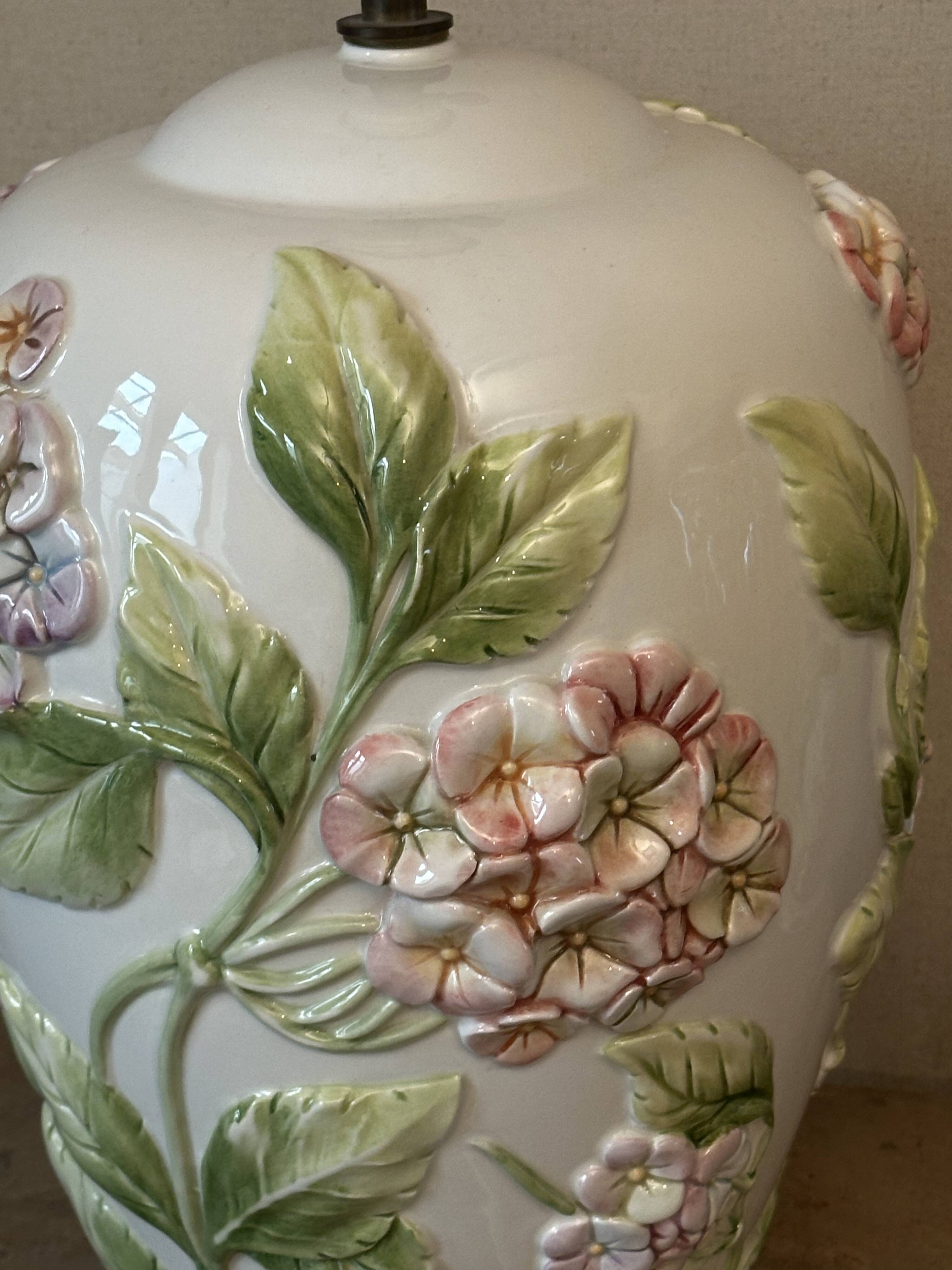 Chaumette Model Hortensias Lamp Base - Barbotine H 40 cm