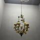 Tole Ceramic Flower Italian Chandelier 1960’s 