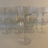 10 old crystal champagne glasses