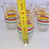 Lot de 7 verres tricolores ancien