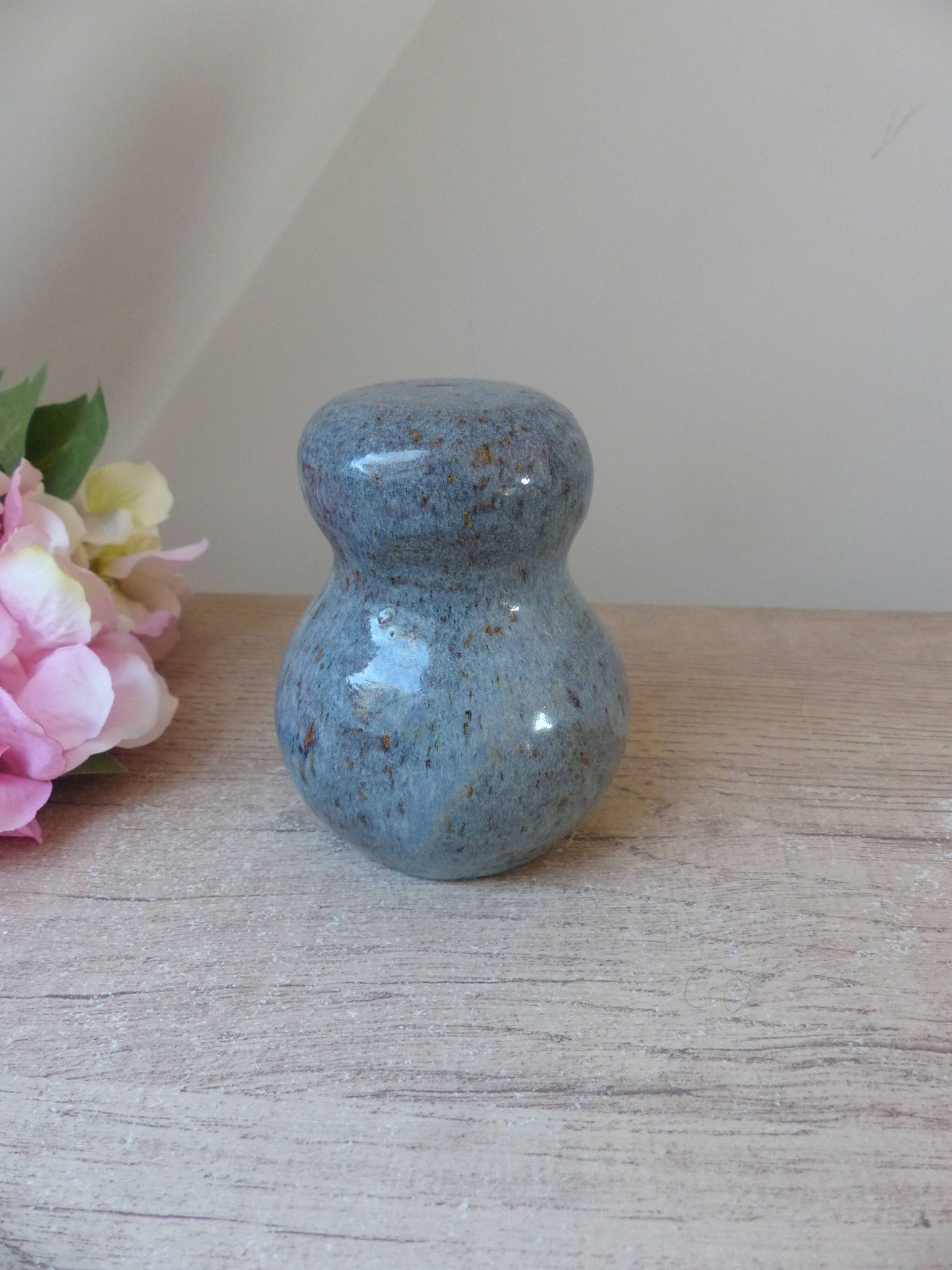 Ceramic stoneware owl figurine, vintage pottery zoomorphic owl.