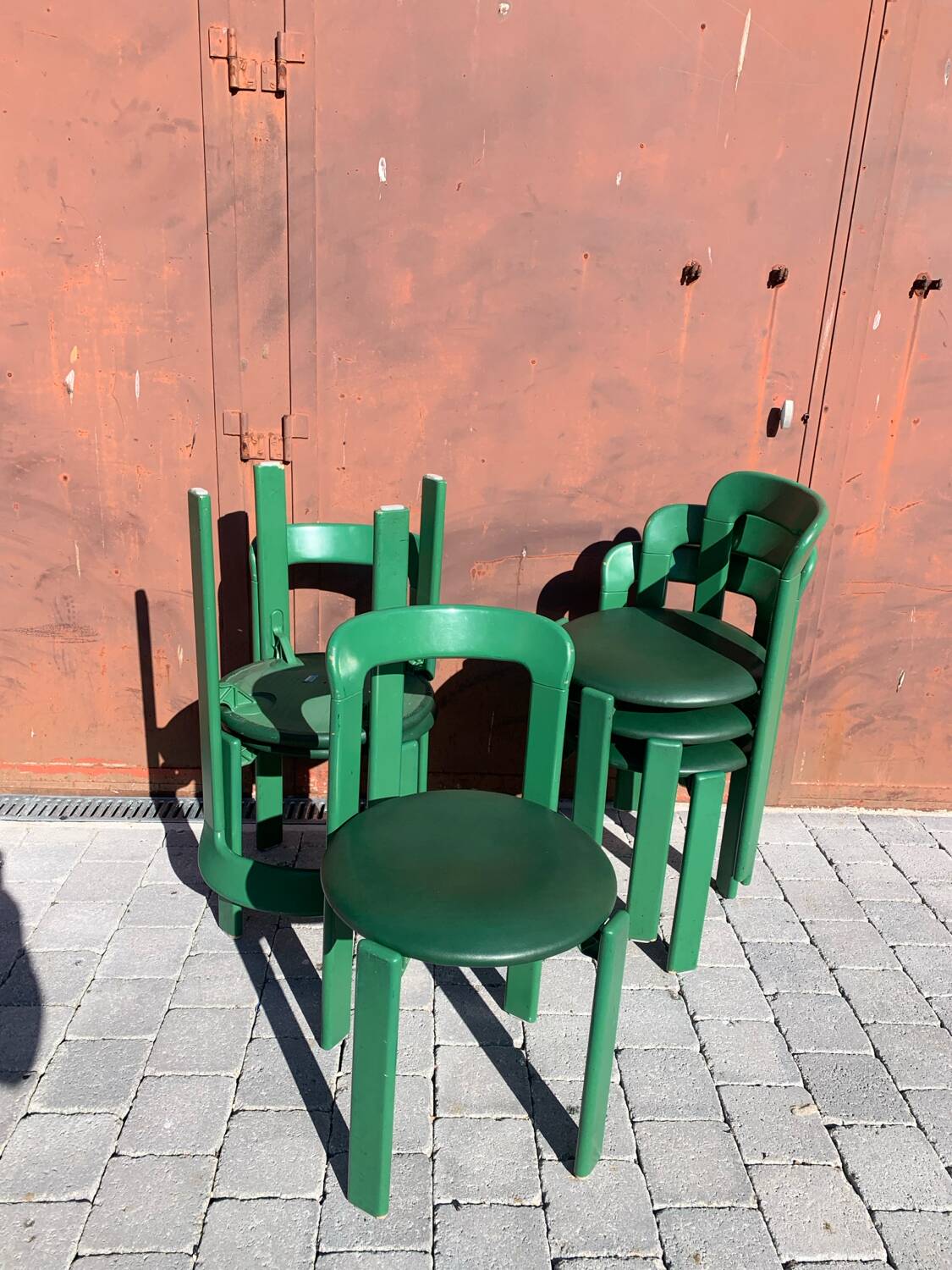 6 Bruno Rey Kush & coVerte Stackable Chairs Circa 1970