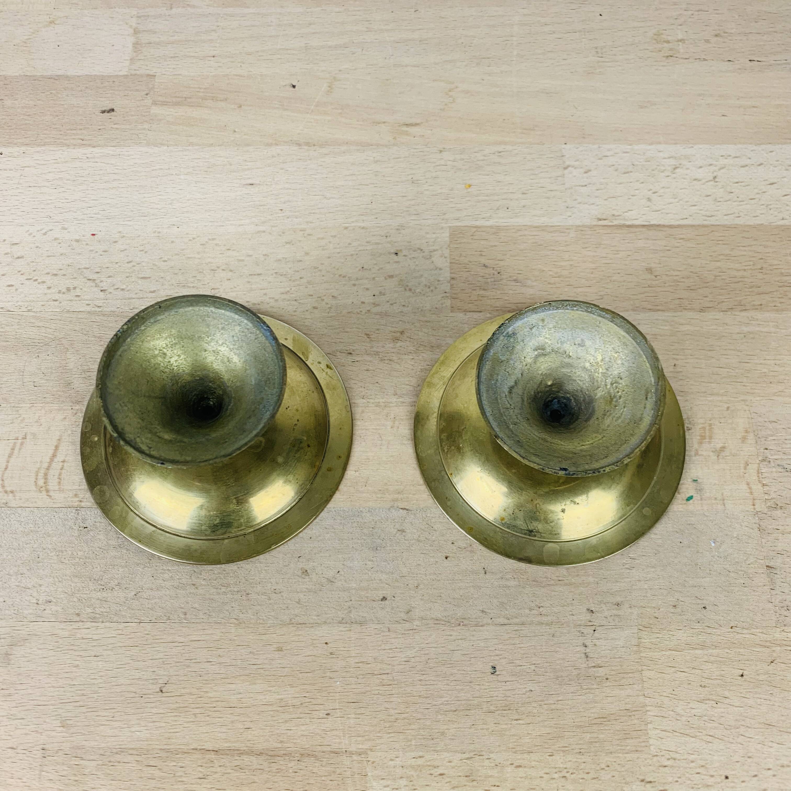 Pair of gilded brass candlesticks