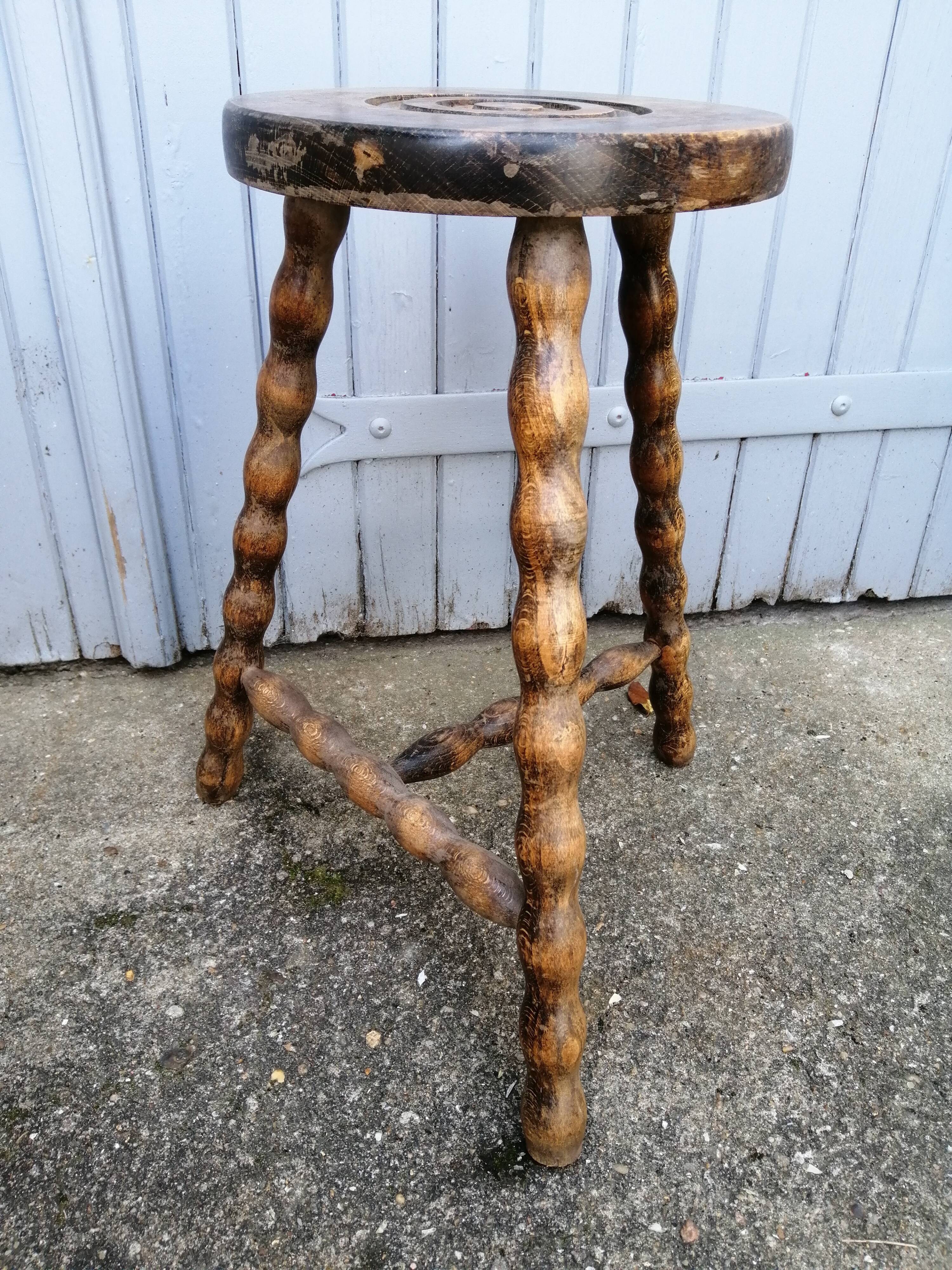 2 french brutalist stools