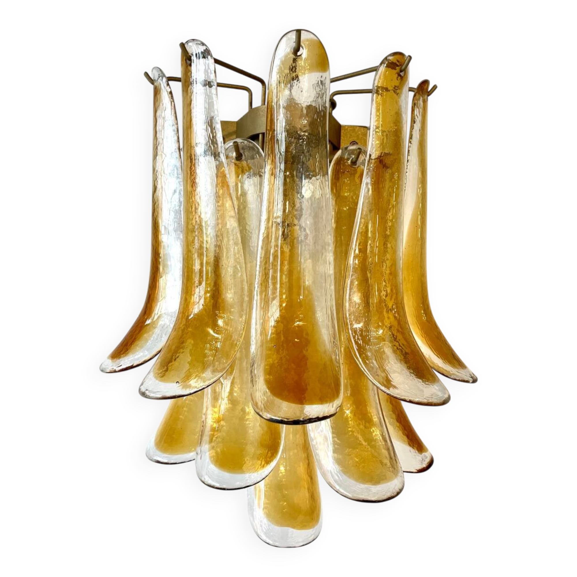 Paire appliques Murano verre fumé - cognac