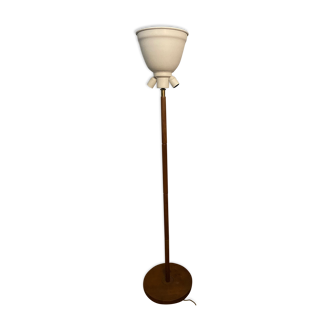 Lampadaire bois et laiton années 60