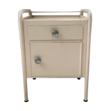 Industrial white metal bedside