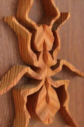Plaque décorative en bois avec motif d'insecte