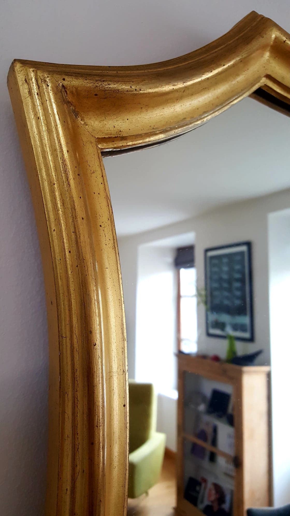 Old gilded wood mirror 149x74cm