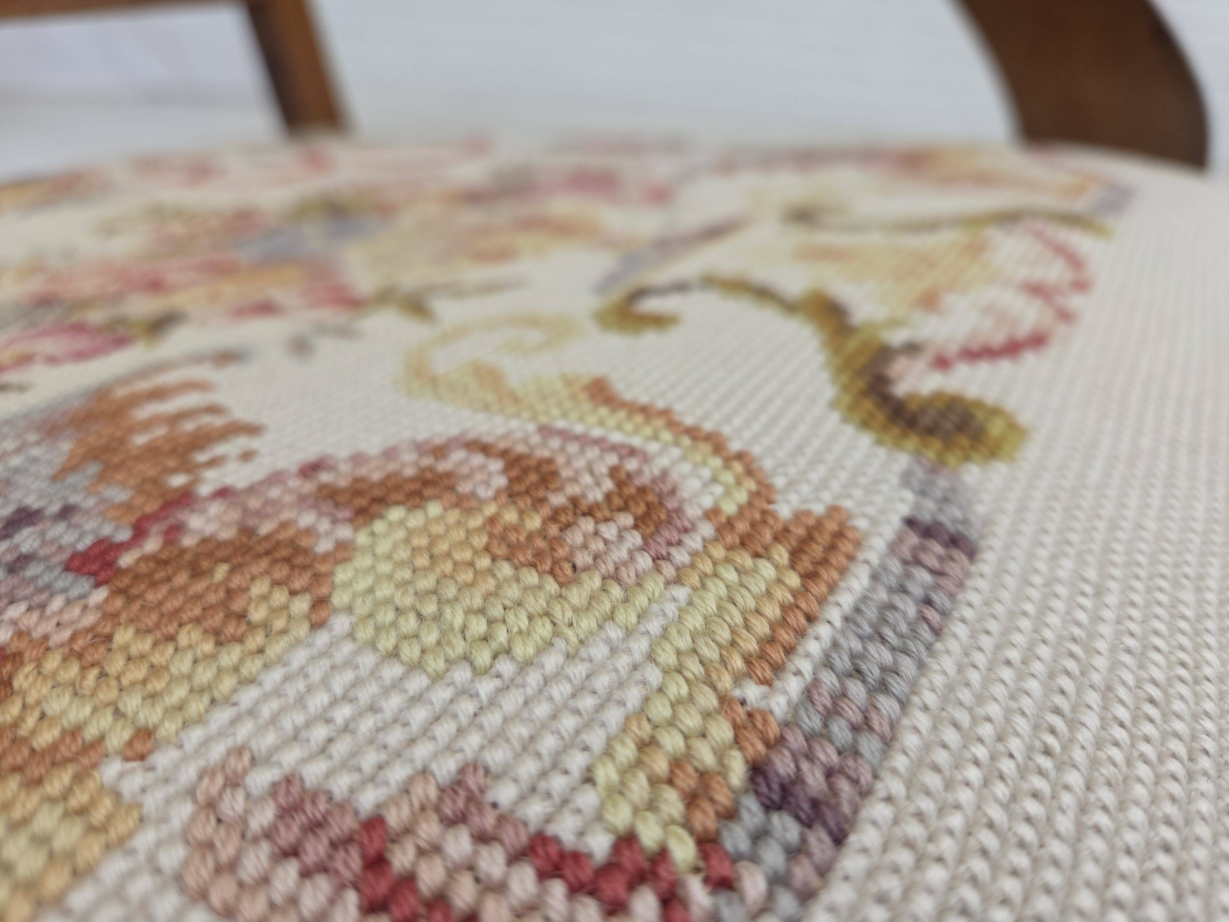 1930s, Danish highback rocking chair, original hand woven wool, ash wood.