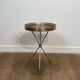 Tripod Side Table in Brass with Mahogany Top and Openwork Gallery. St. Trava