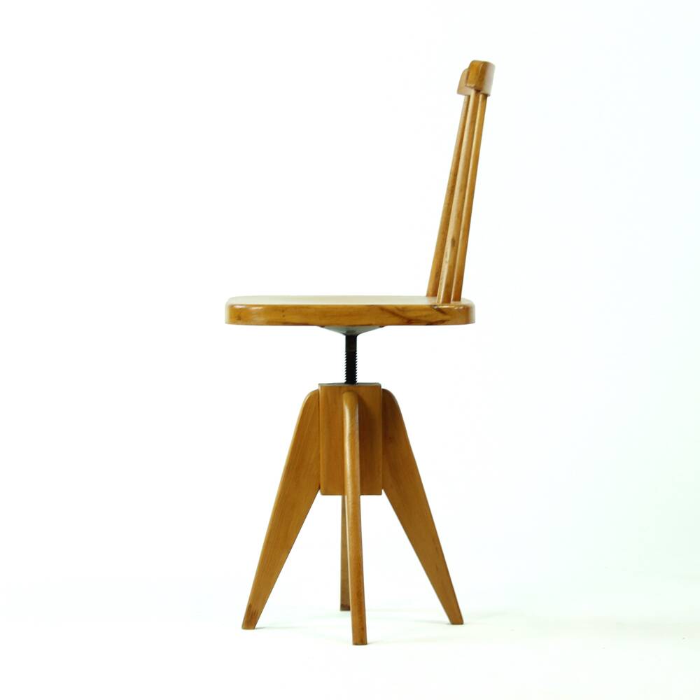 Midcentury Piano Swivel Stool With Backrest, Czechoslovakia 1960s