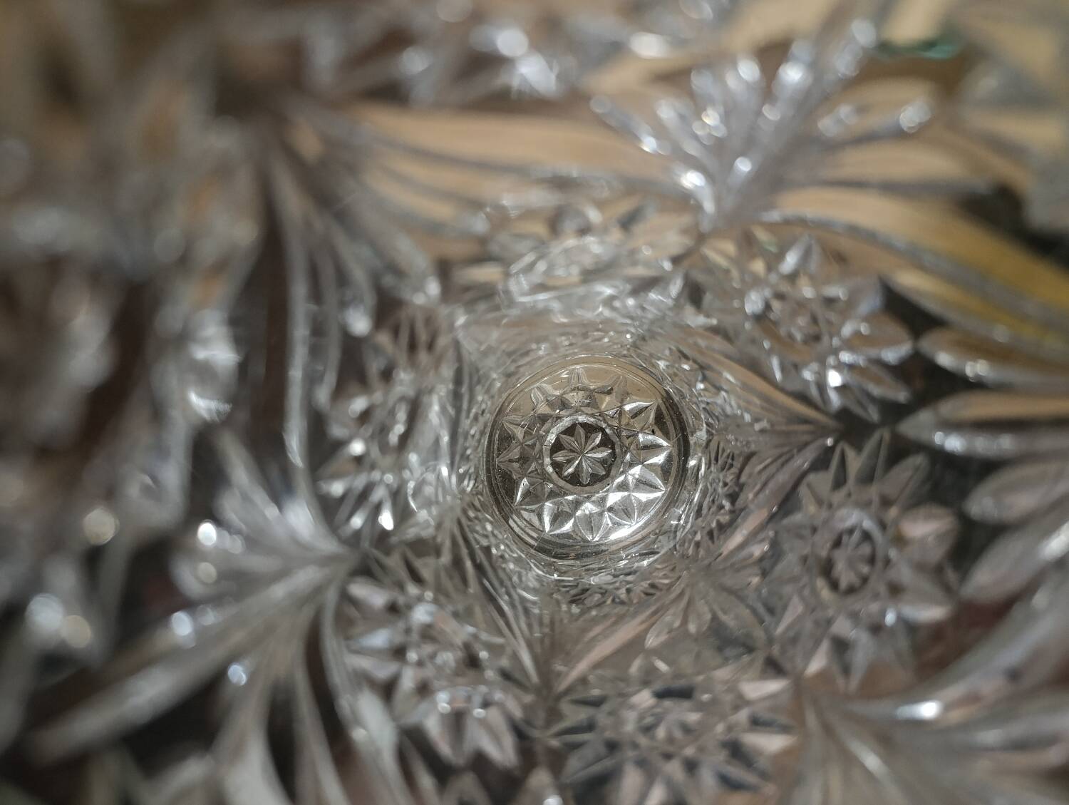 Vintage pressed glass vase, a decorative and elegant piece.