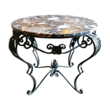 Art deco wrought iron and marble coffee table 40s