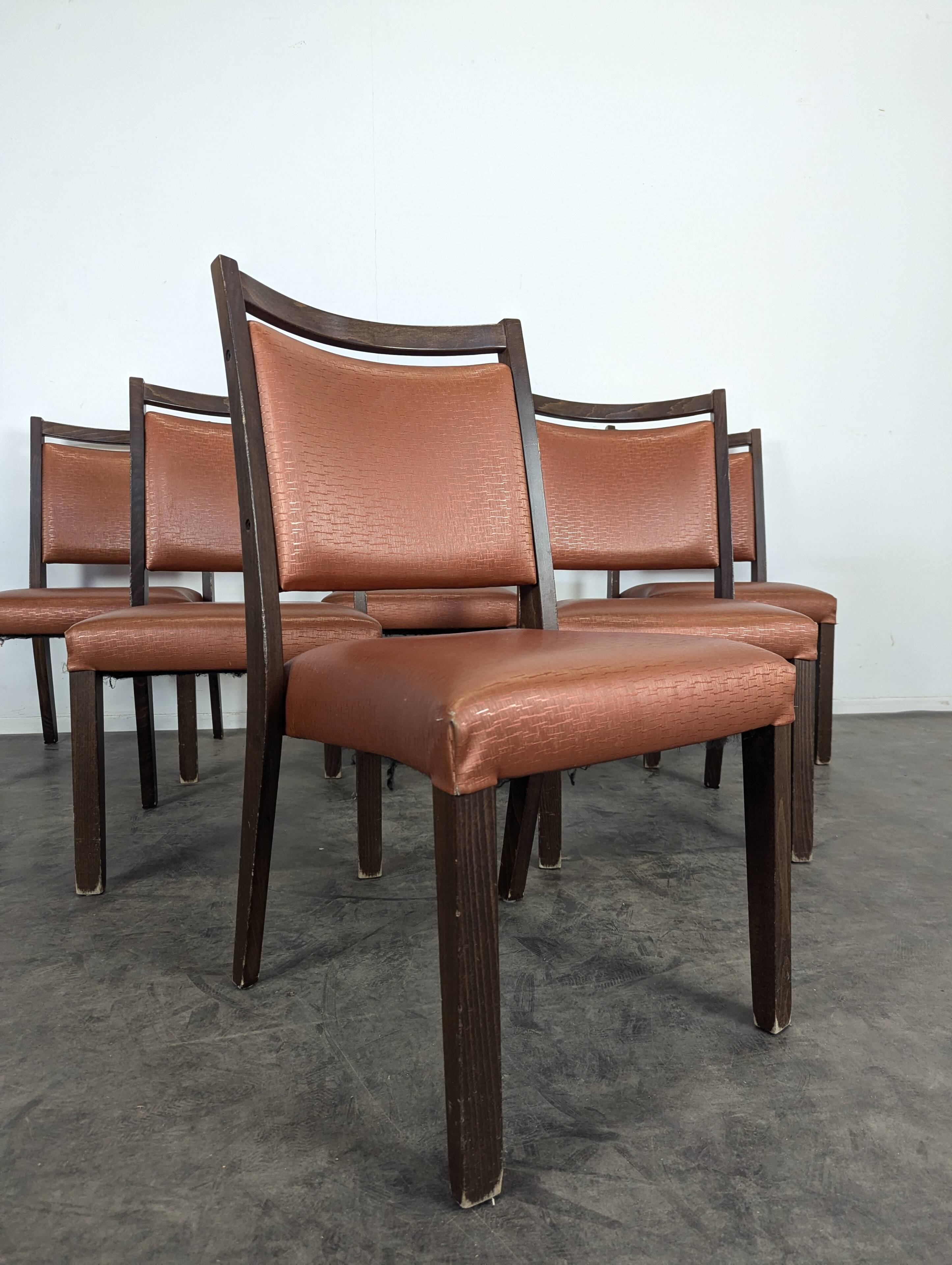 Série de 6 chaises vintage couleur cuivre