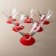 Vintage set of 6 red drinking glasses - Postmodern Memphis style ice cream cups - Italy 1980s